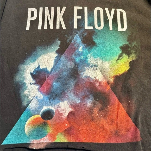 Pink Floyd Tee XL Retro Wash Scissor Hem Black Dark Side of the Moon Album - Picture 9 of 12